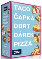 Taco, čapka, dort, dárek, pizza